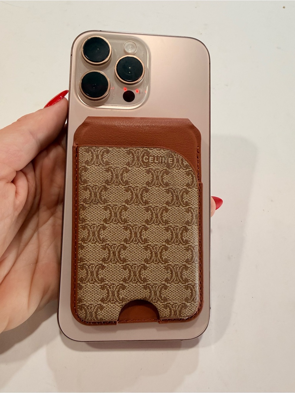 Upcycled Celine Brown Monogram Magnetic Card Slot Phone Pouch